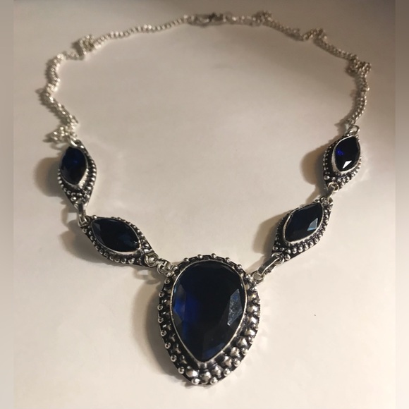 925 Sterling Silver Jewelry - Tanzanite Stamped 925 Sterling Silver Necklace